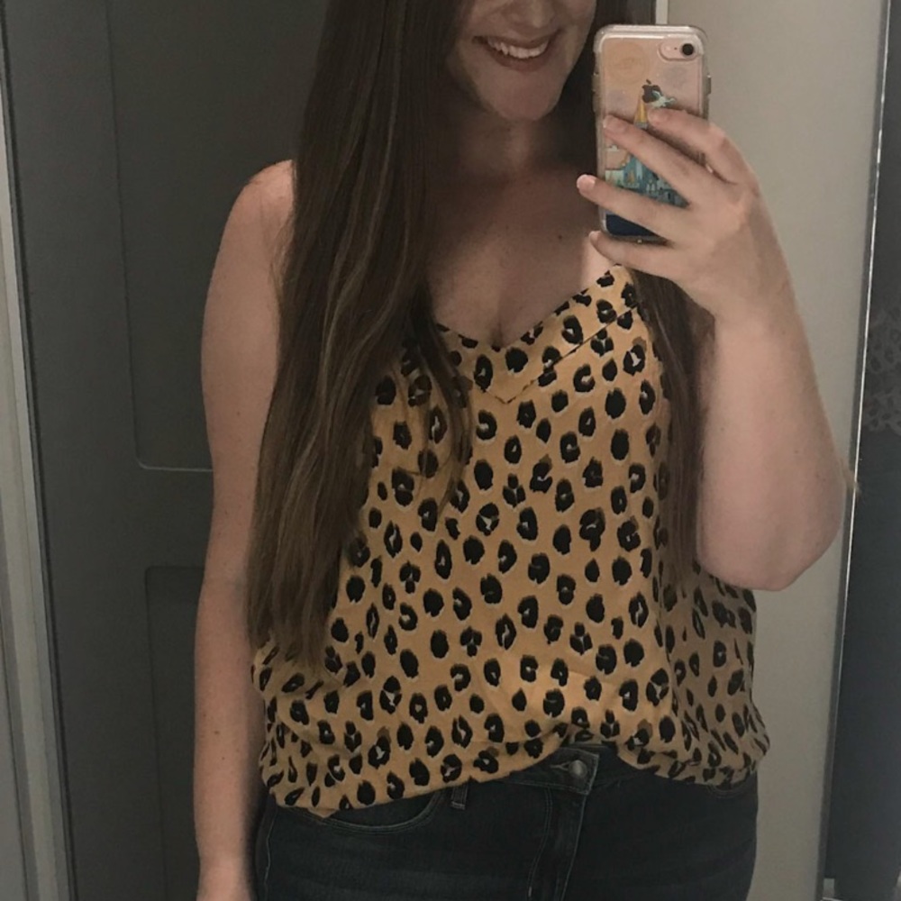 Leopard Print Spaghetti Strap Blouse